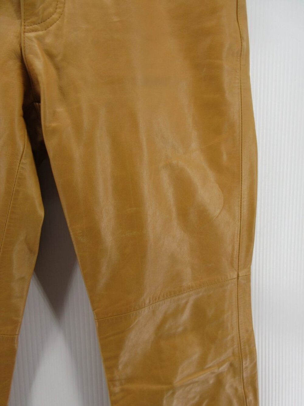 VINTAGE Gap Pants 6 Camel Genuine Leather Bootcut Y2K Trousers * - Picture 8 of 11